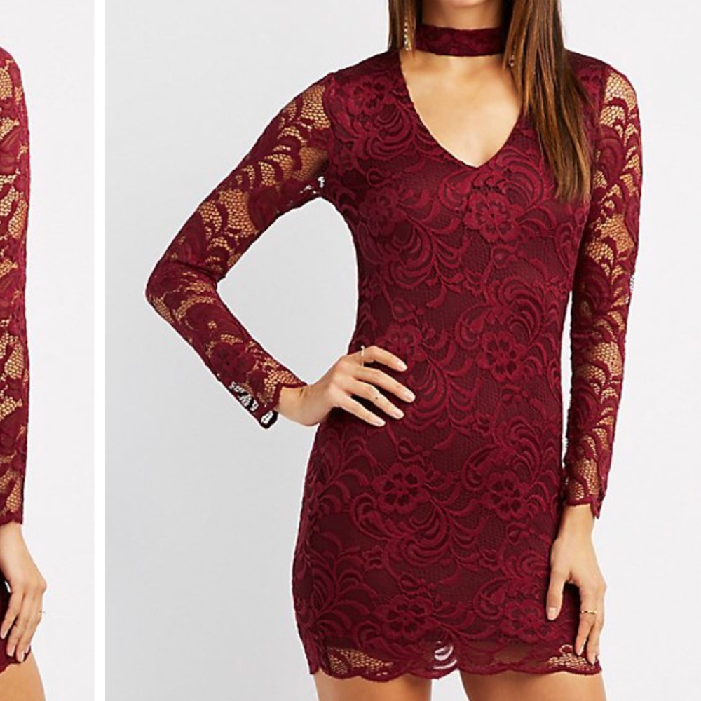 Burgundy lace dress